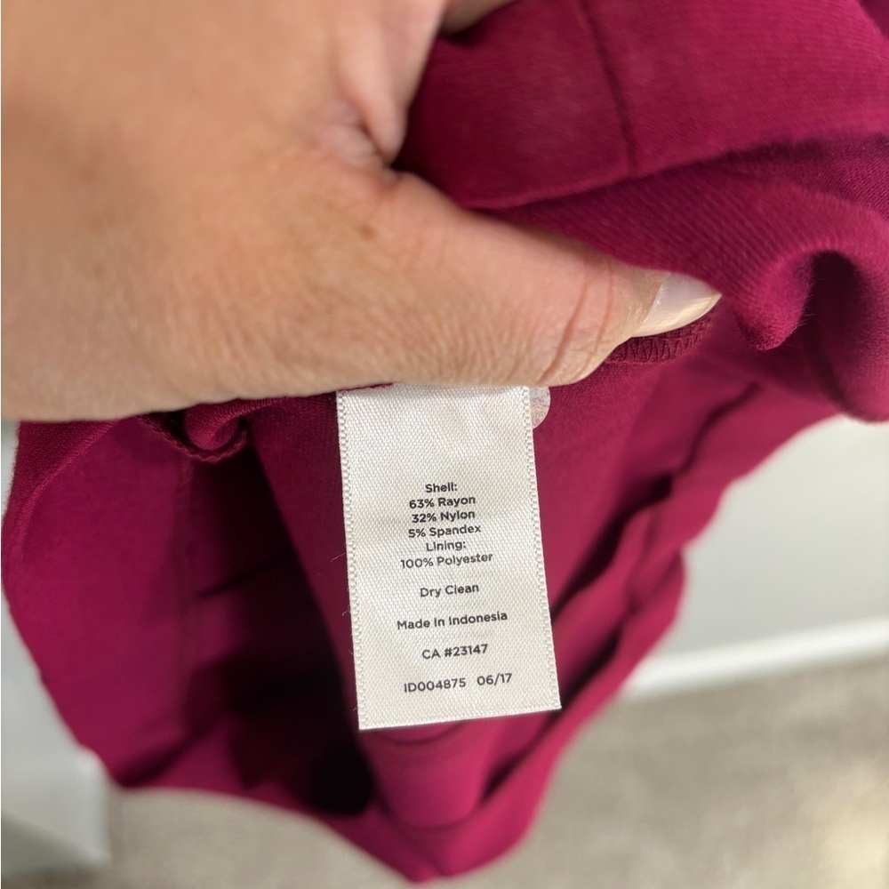 Talbots Knit Ponte Sheath Dress with Scalloped V-Neck Sleeveless Burgundy Wine 4 - Picture 6 of 9